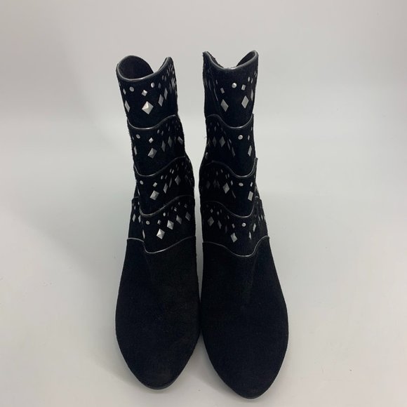 Vaneli Black Suede Ankle Boots with Silver studs Size 8M - Picture 5 of 8